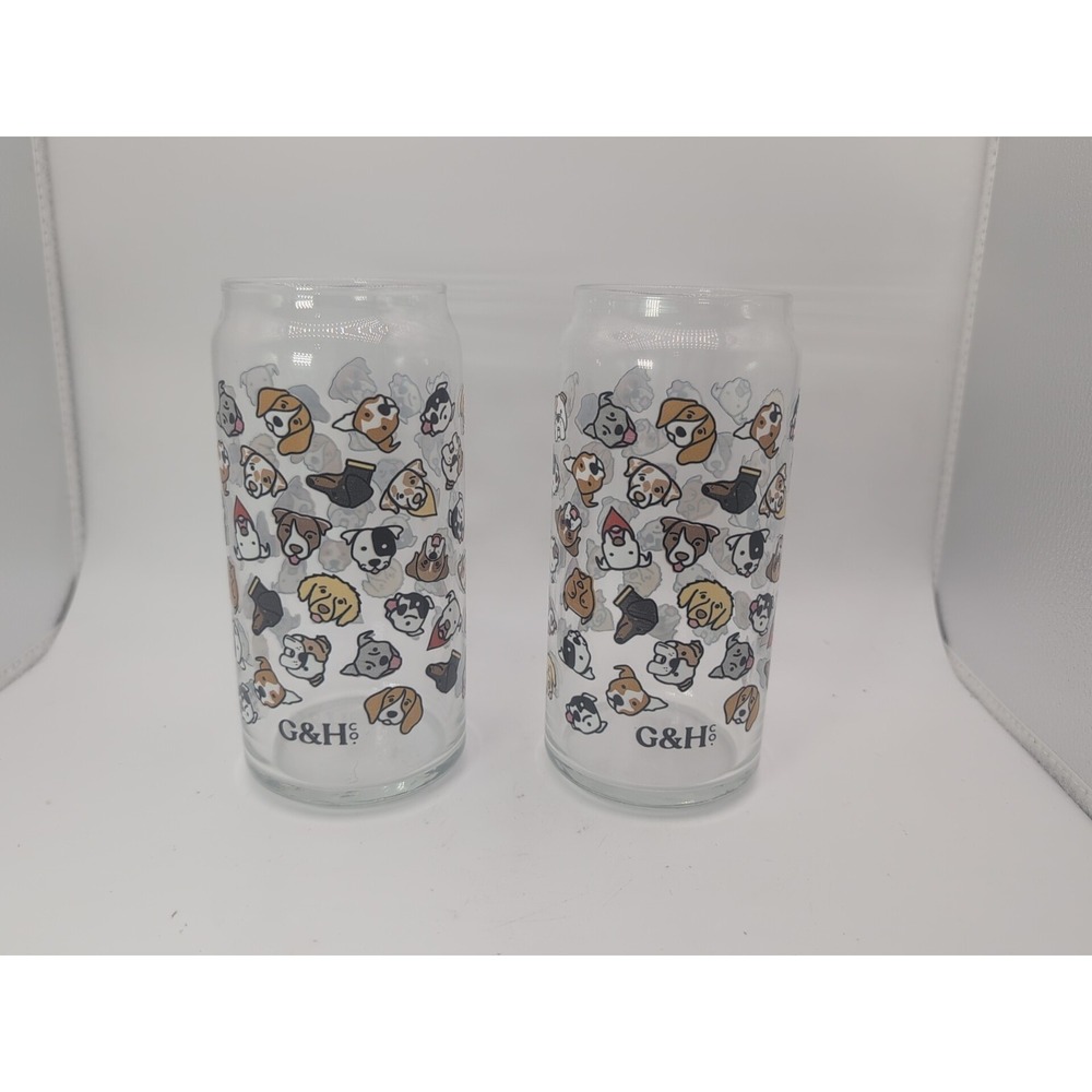 Grounds & Hounds 16 Oz Cold Brew Must Love Dogs Glasses Set Of Two Puppy
